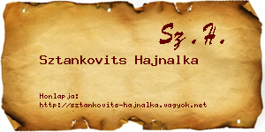 Sztankovits Hajnalka névjegykártya